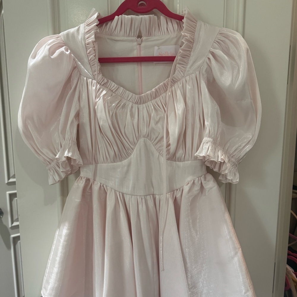Selkie Pink Puff Sleeve Dress - Picture 4 of 7